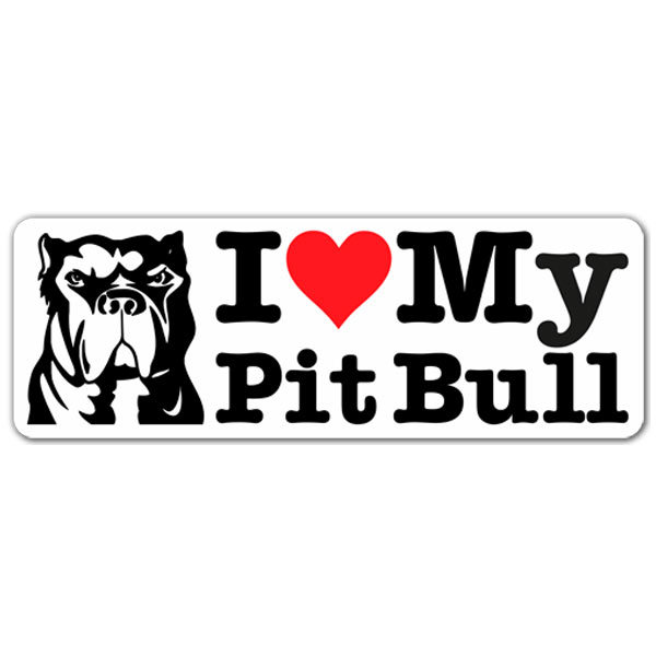 Adesivi per Auto e Moto: Love My Pit Bull con Illustrazione di Impronte
