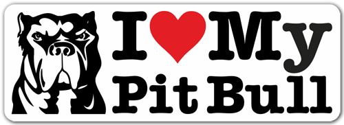 Adesivi per Auto e Moto: I love my Pit Bull (Amo il mio Pit Bull)