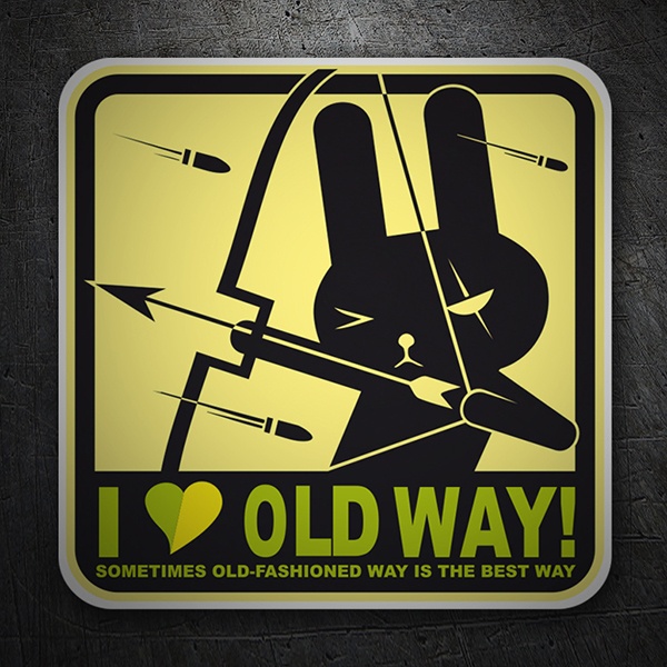 Adesivo I Love Old Way con coniglio arciere 1/1