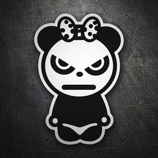 Adesivi per Auto e Moto: Panda arrabbiato con fiocco
