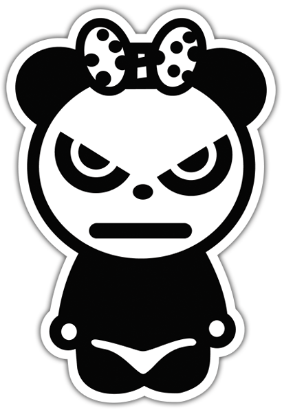 Adesivi per Auto e Moto: Panda arrabbiato con fiocco