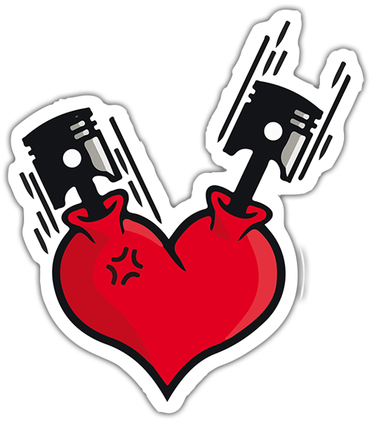 Adesivi per Auto e Moto: Cuore con pistoni