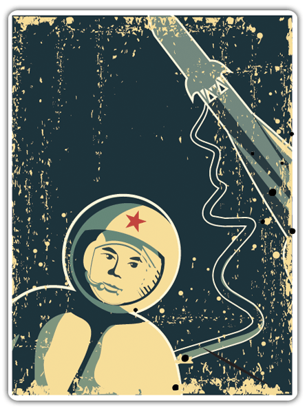 Adesivi per Auto e Moto: Yuri Gagarin, astronauta retrò 0
