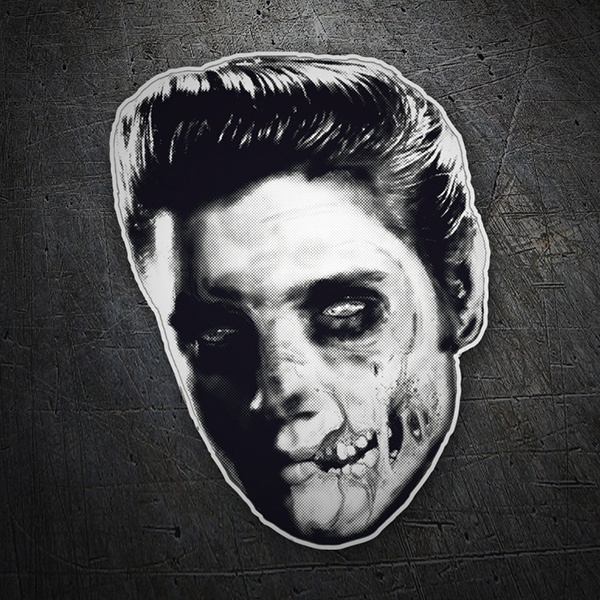 Adesivi per Auto e Moto: Cranio Elvis in Silhouette Zombificata