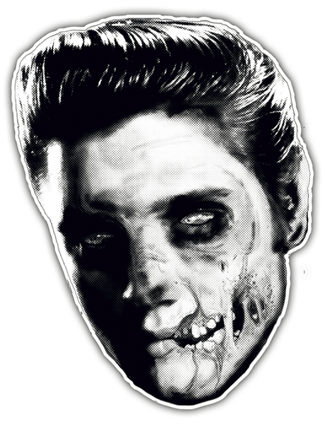 Adesivi per Auto e Moto: Cranio Elvis in Silhouette Zombificata