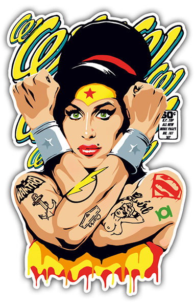 Adesivi per Auto e Moto: Amy Winehouse Wonderwoman 0