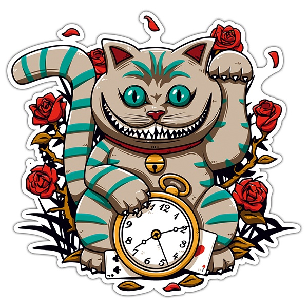 Adesivi per Auto e Moto: Orologio del Gato di Cheshire
