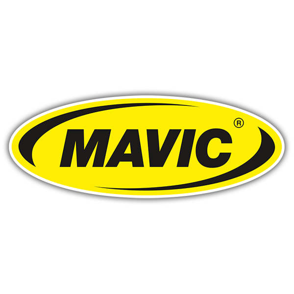 Adesivi per Auto e Moto: Mavic Ovale con Testo Nero e Bordo Giallo