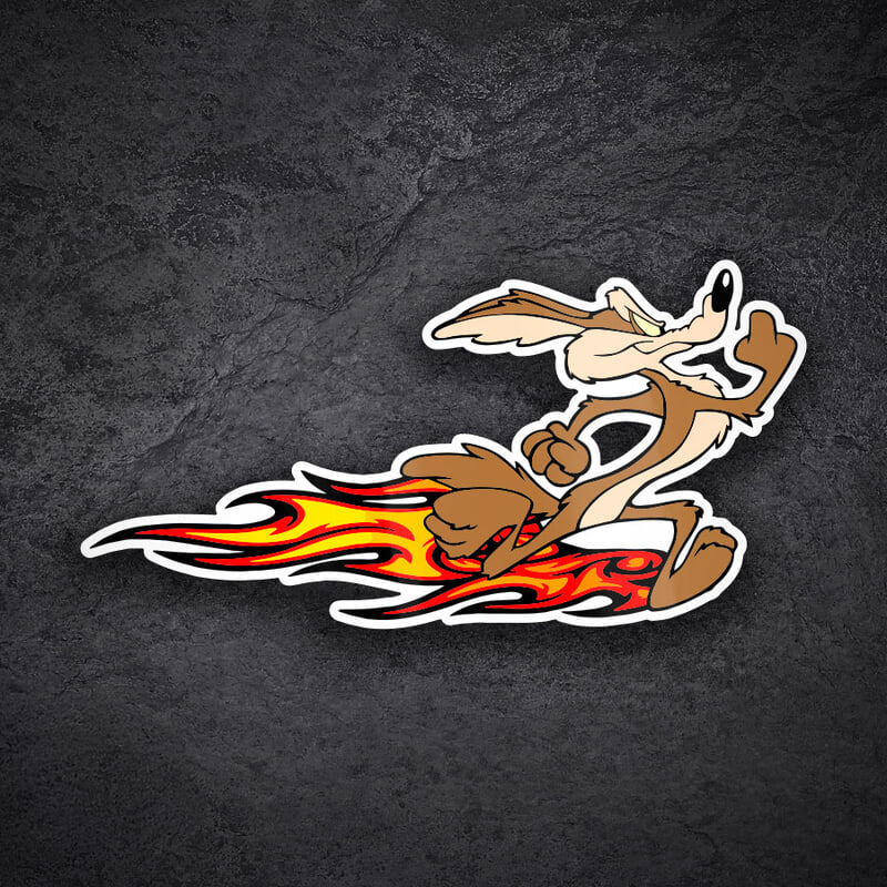 Adesivi per Auto e Moto: Willy Coyote Propulsione Fiamme
