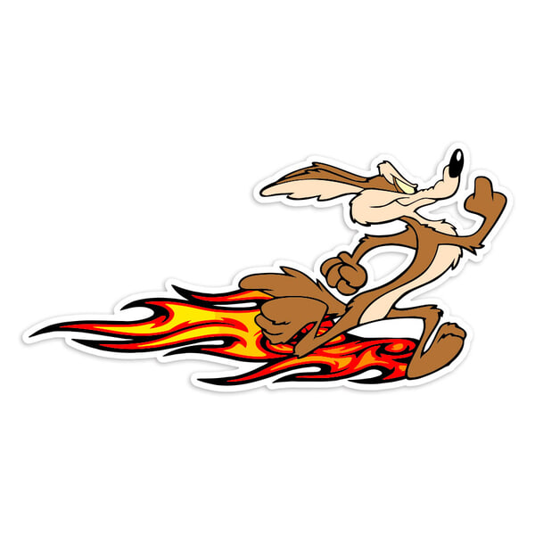 Adesivi per Auto e Moto: Willy Coyote Propulsione Fiamme