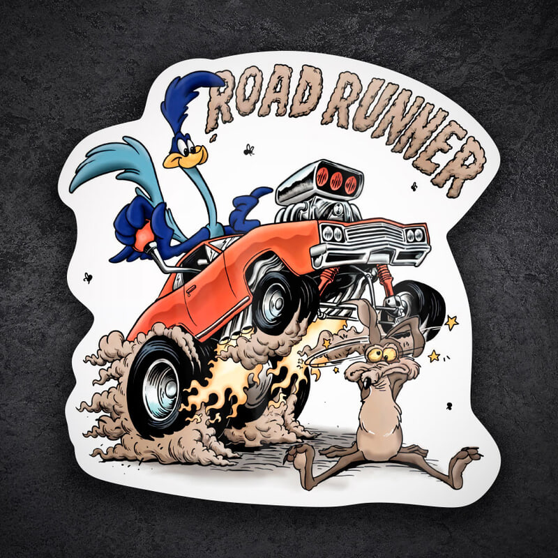 Adesivi per Auto e Moto: ROAD RUNNER Hot Rod vs Willy Coyote