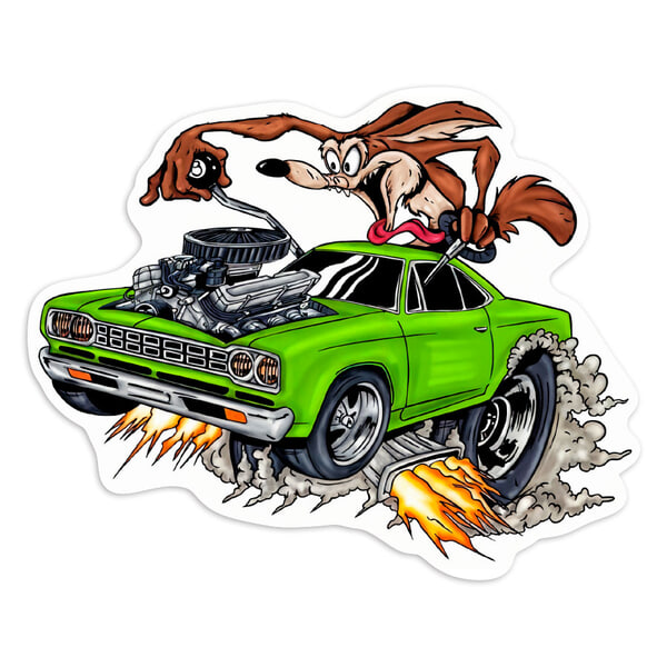 Adesivi per Auto e Moto: Willy Coyote Muscle Car Verde Palla 8
