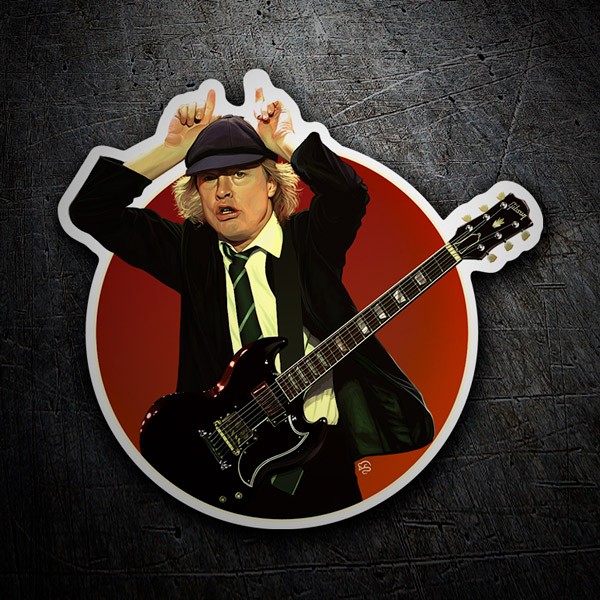 Adesivi per Auto e Moto: Angus Young in Composizione Circolare