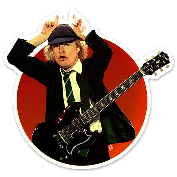Adesivi per Auto e Moto: Angus Young in Composizione Circolare
