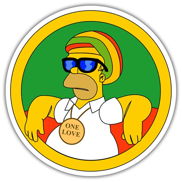 Adesivi per Auto e Moto: Homer Simpson Reggae 