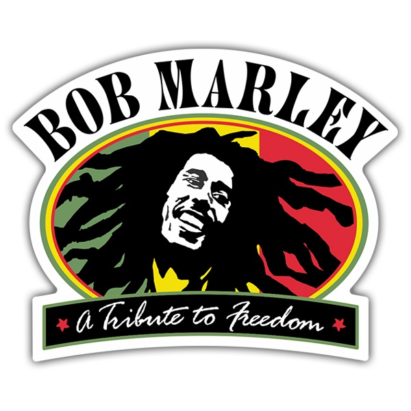 Adesivi per Auto e Moto: Tributo a Bob Marley con Design Ovalato