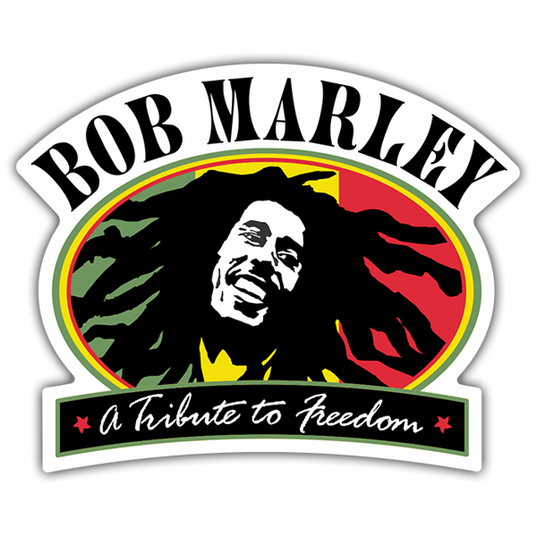 Adesivi per Auto e Moto: Tributo a Bob Marley con Design Ovalato