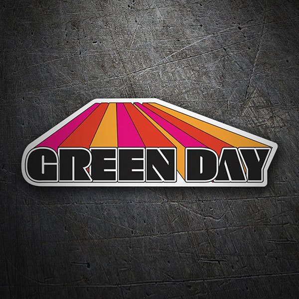 Adesivi per Auto e Moto: Green Day con Lettere Maiuscole e Strisce Diagonal