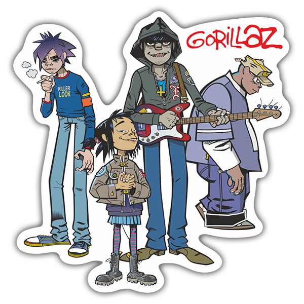 Adesivi per Auto e Moto: Design Verticale dei Personaggi Gorillaz
