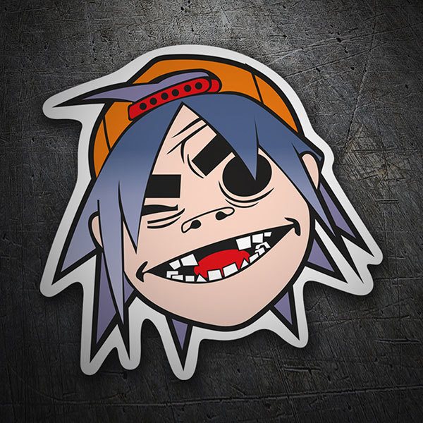 Adesivi per Auto e Moto: Gorillaz 2-D con Cappello e Espressione Burlona