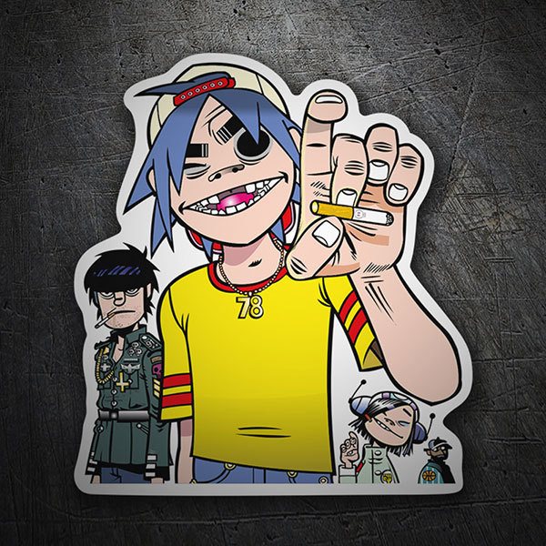 Adesivi per Auto e Moto: Gorillaz Provocando con Personaggi in Dinamica