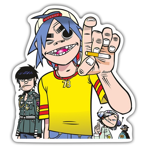 Adesivi per Auto e Moto: Gorillaz Provocando con Personaggi in Dinamica