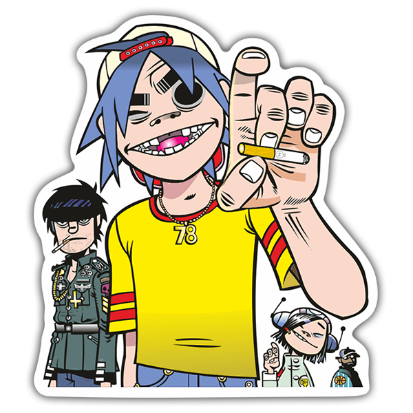 Adesivi per Auto e Moto: Gorillaz Provocando con Personaggi in Dinamica