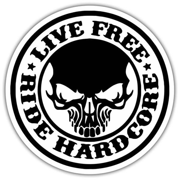 Adesivi per Auto e Moto: Calavera con Testo Live Free Ride Hardcore