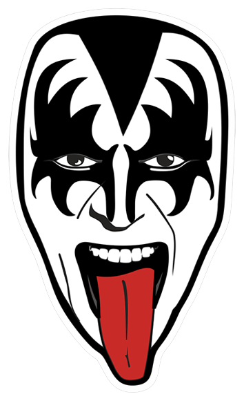 Adesivi per Auto e Moto: Volto di Gene Simmons con Lingua di Fuori
