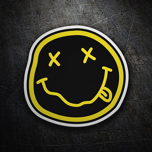 Adesivi per Auto e Moto: Smiley Ubriaco con Nirvana Nero