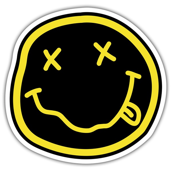 Adesivi per Auto e Moto: Smiley Ubriaco con Nirvana Nero