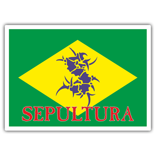 Adesivi per Auto e Moto: Sepultura + Bandiera del Brasile 0