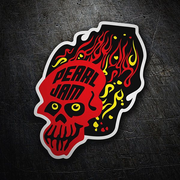 Teschio con fiamme e testo Pearl Jam 1/1