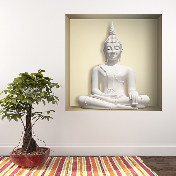 Adesivi Murali: Nicchia Buddha bianco 1