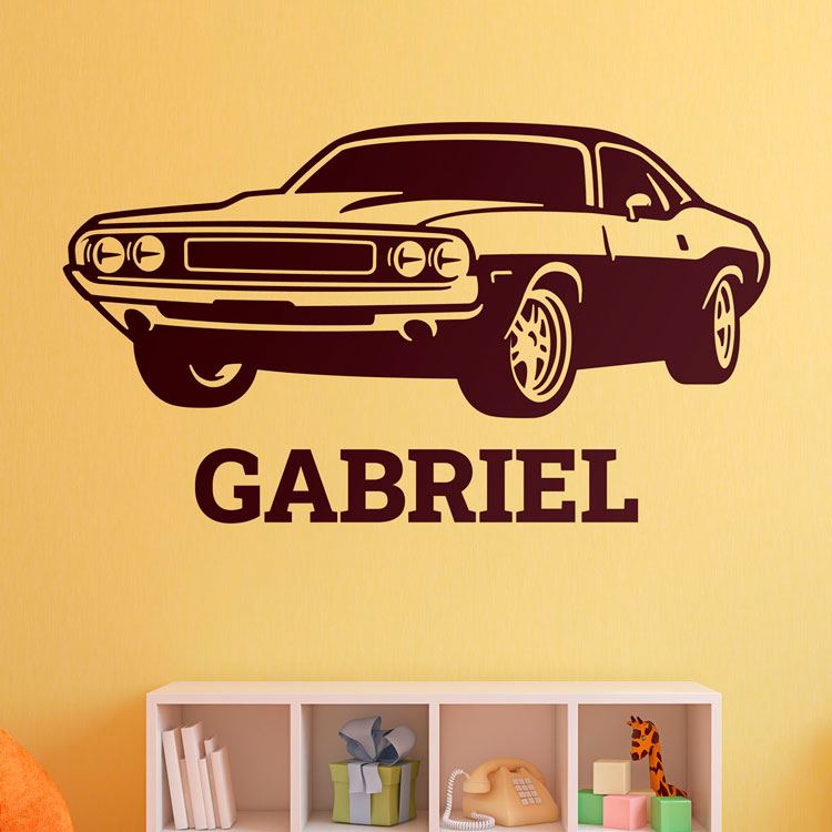 Adesivi per Bambini: Muscle Car Classica con Nome