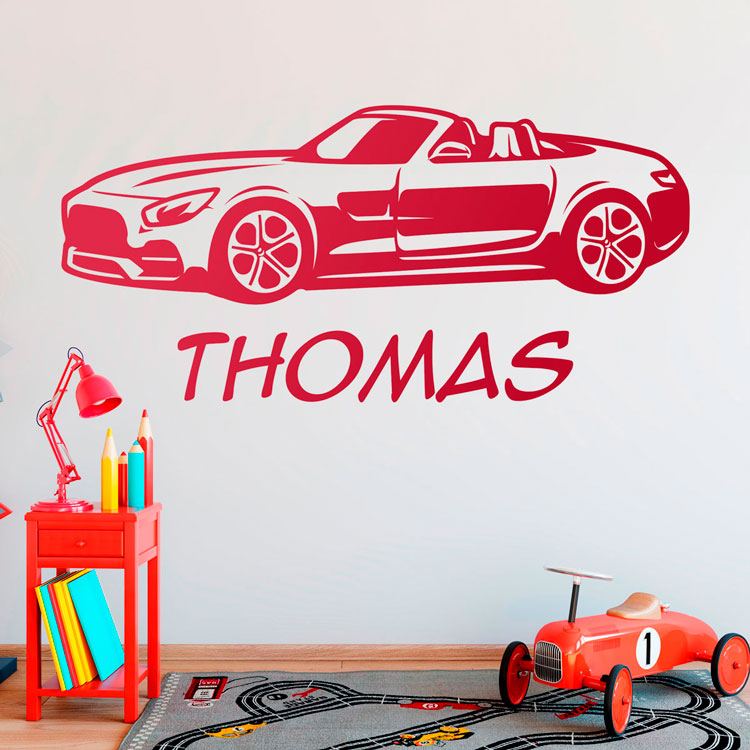 Adesivi per Bambini: Auto sportiva decappottabile personalizzata