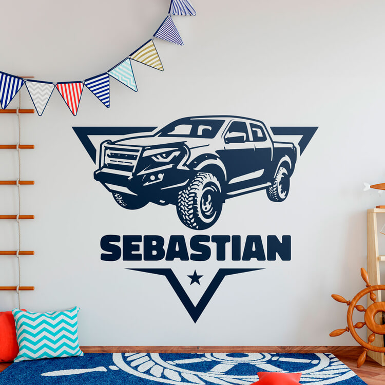 Adesivi per Bambini: Avventura 4x4 con Nome