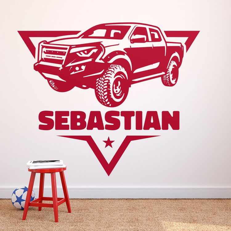 Adesivi per Bambini: Avventura 4x4 con Nome