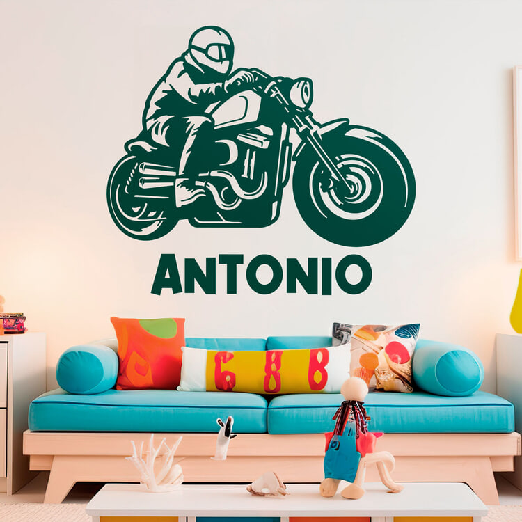 Adesivi per Bambini: Moto Chopper Custom con Nome