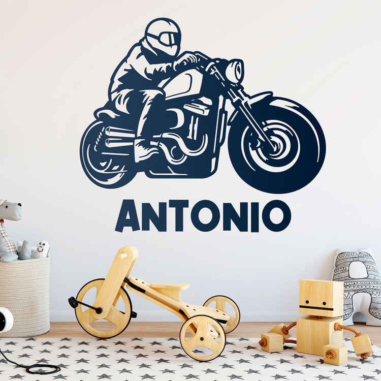 Adesivi per Bambini: Moto Chopper Custom con Nome