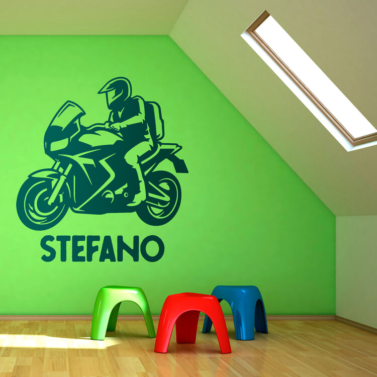Adesivi per Bambini: Moto da Strada con Nome