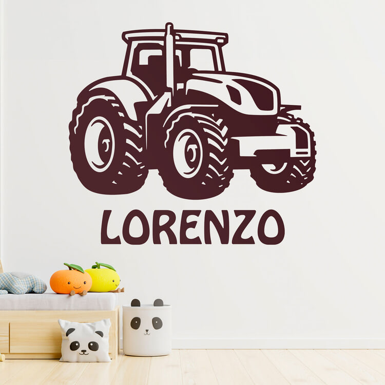 Adesivo trattore per bambini con nome personalizza 2
