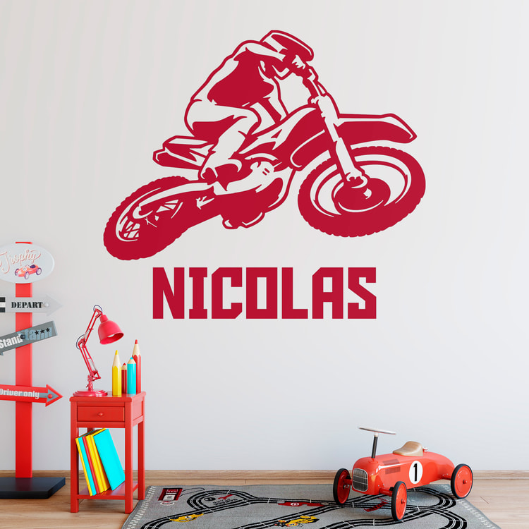 Adesivi per Bambini: Motocross con nome