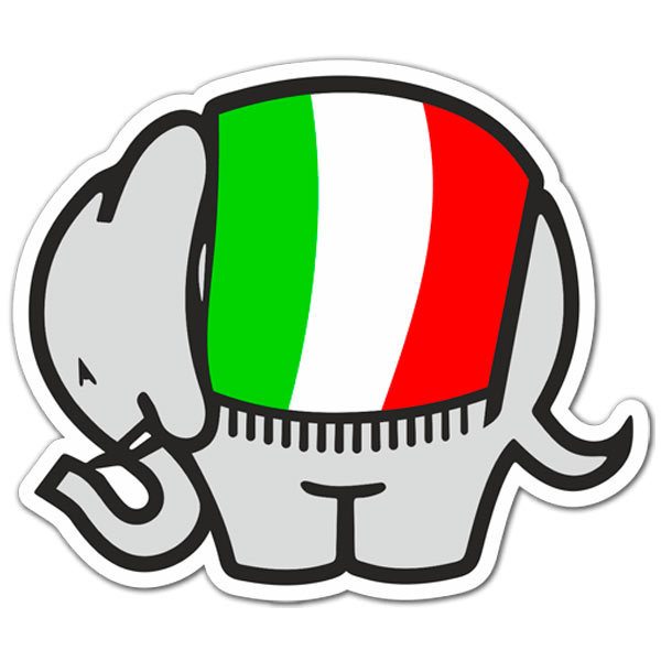 Adesivi per Auto e Moto: Cagiva elefante bandiera italiana