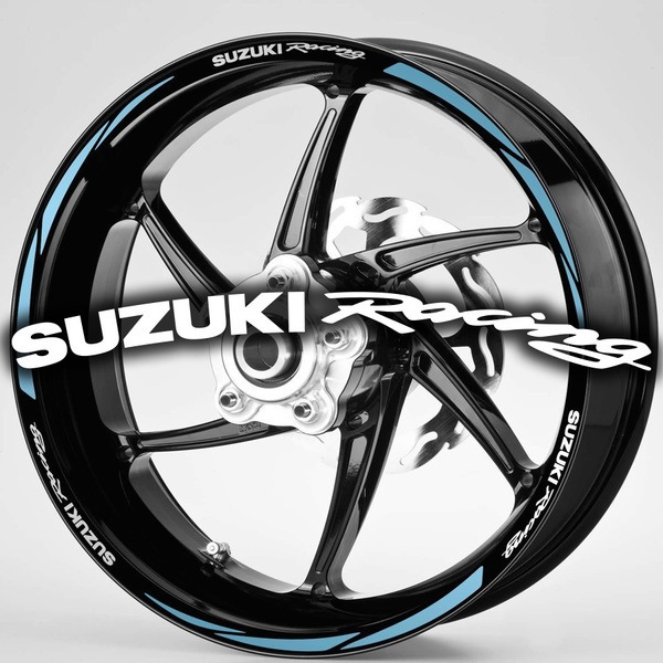 Adesivi per Auto e Moto: Kit adesivi ruote Strisce MotoGP Suzuki Racing