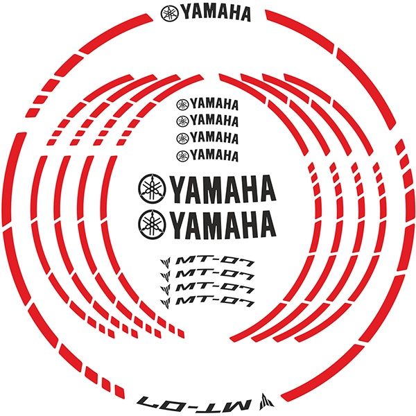 Strisce Adesive per Cerchi Ruote Moto compatibili Con Yamaha MT-07 - Giallo  Fluo