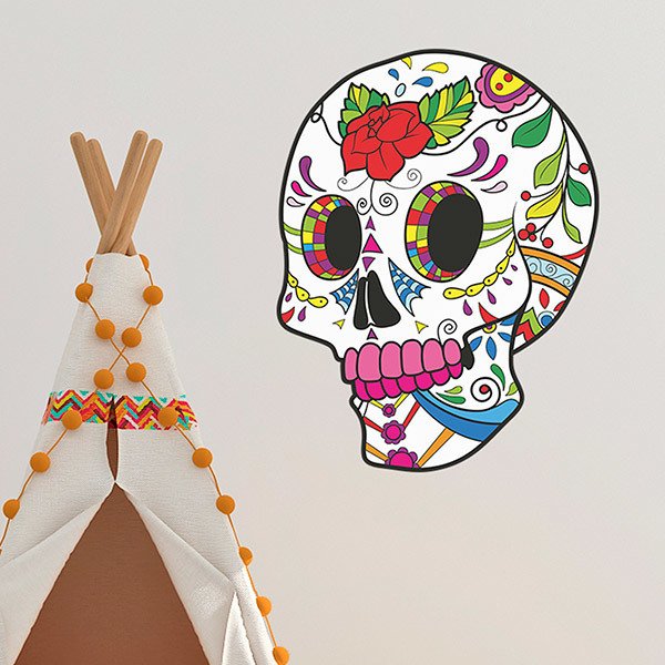Adesivi Murali: Cranio messicano Frida Kahlo