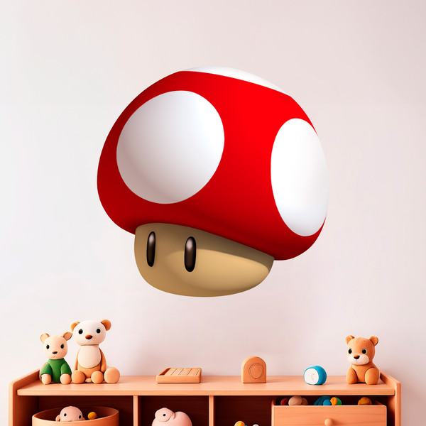 Adesivi per Bambini: Super fungo rosso di Mario Bros