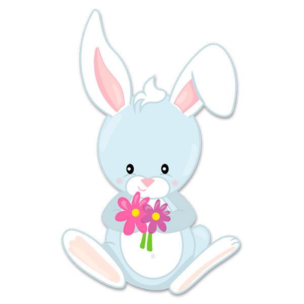 Adesivi per Bambini: Coniglio con fiori
