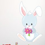 Adesivi per Bambini: Coniglio con fiori 3